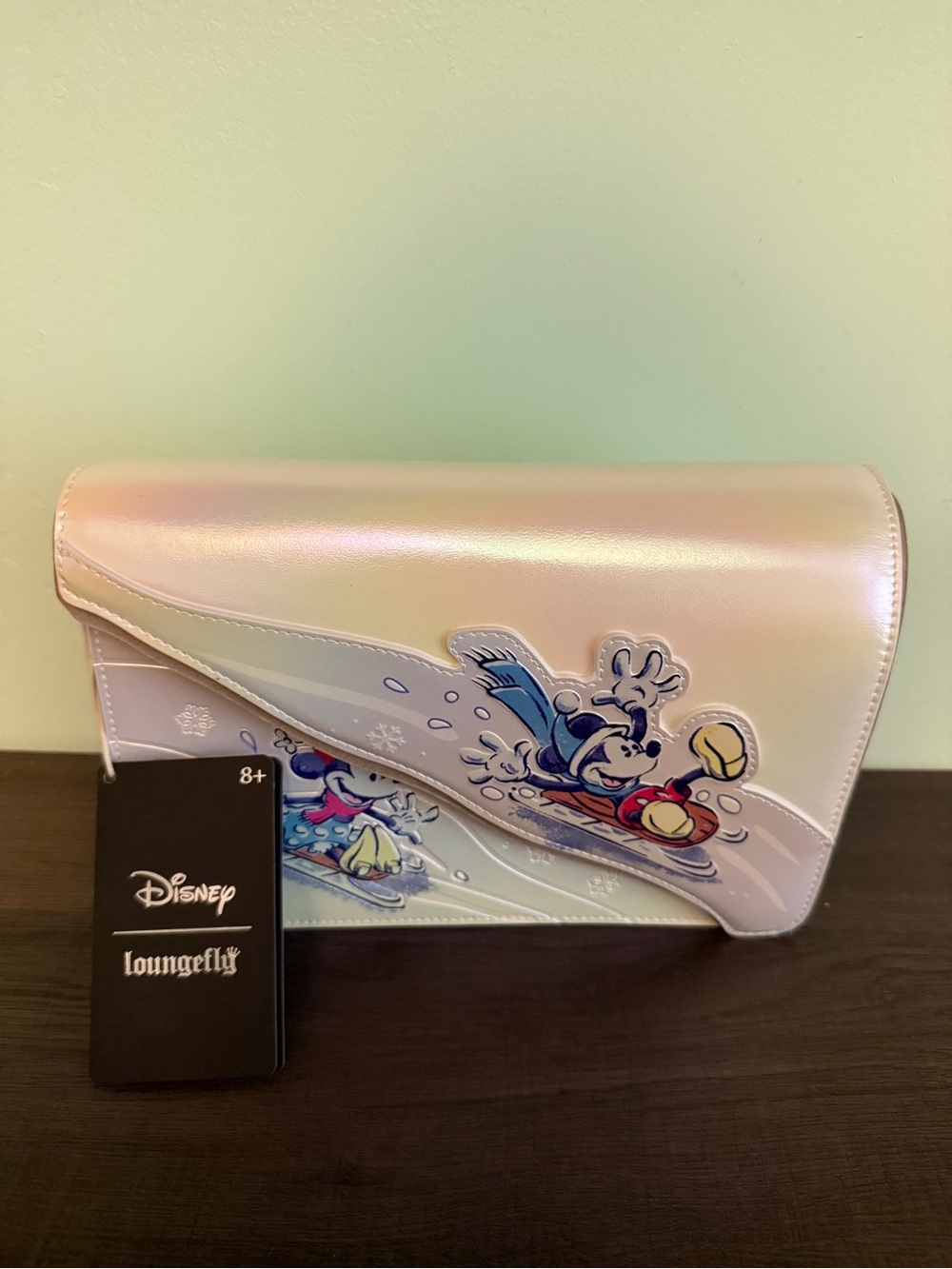 NWT Loungefly Disney Mickey and Friends Winter Wonderland Clutch with strap